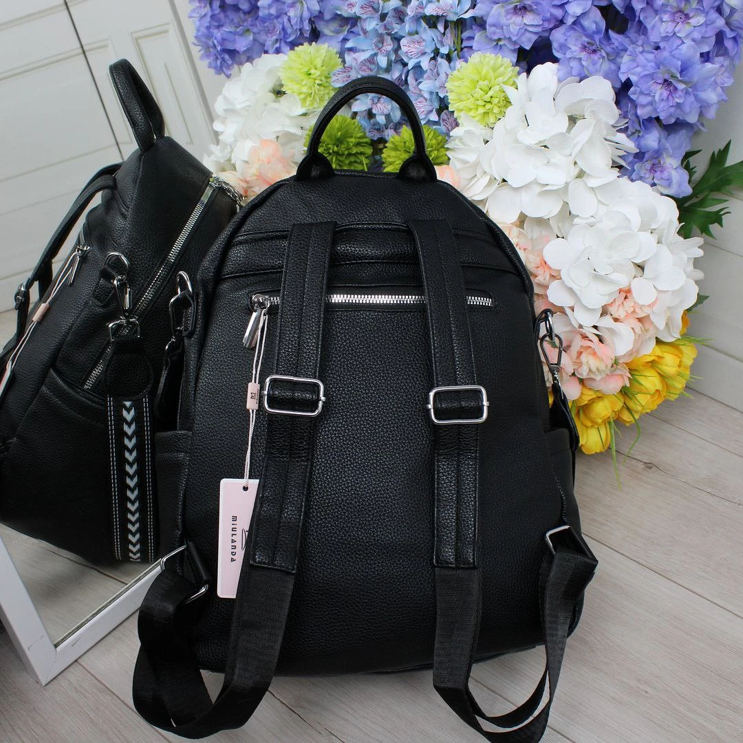 Чорна жіноча сумка-рюкзак А4 трансформер із екошкіри (2 в 1)