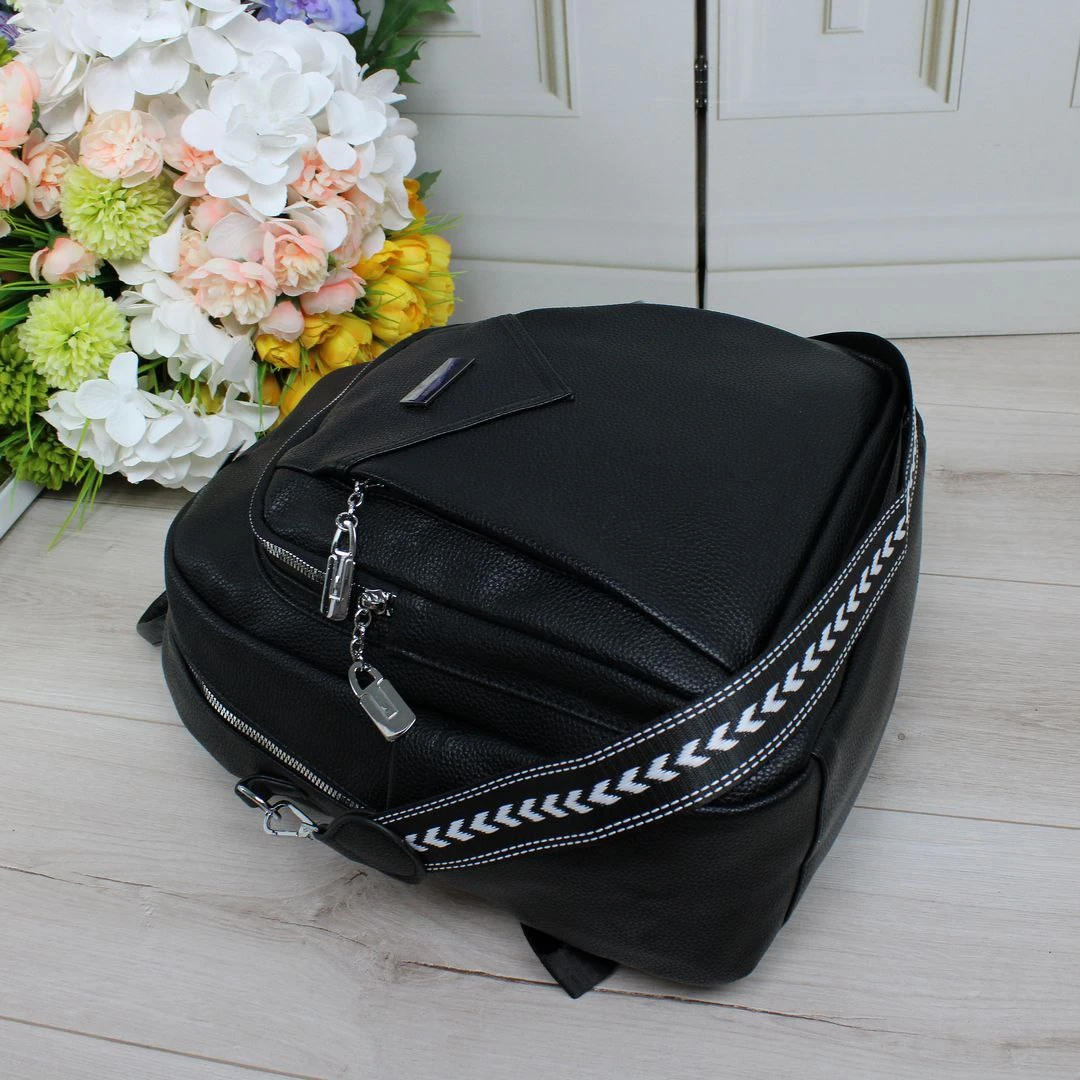 Чорна жіноча сумка-рюкзак А4 трансформер із екошкіри (2 в 1)