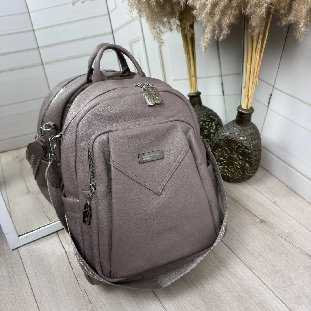 Жіноча сумка-рюкзак А4 кольору пильна троянда із екошкіри