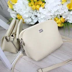 Жіноча сумка крос-боді бежева з еко-шкіри 