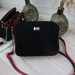 Жіноча сумка чорна з червоним крос-боді 
