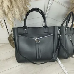 Сумка чорна класична містка для шопінгу 