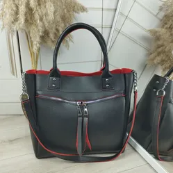 Жіноча сумка чорна з червоним для бізнесу 