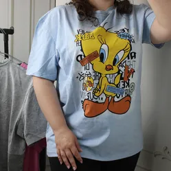 Жіноча блакитна футболка з принтом 