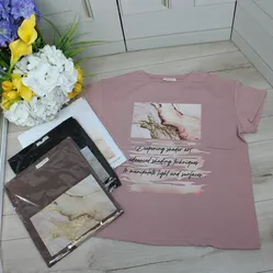 Жіноча футболка батал пудрова 