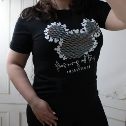 Чорна жіноча футболка з принтом Mickey