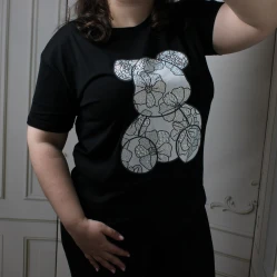 Чорна жіноча футболка з принтом Teddy Bear