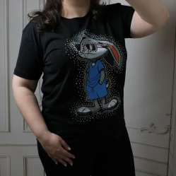 Чорна жіноча футболка з принтом Bugs Bunny