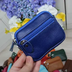 Синій шкіряний гаманець 