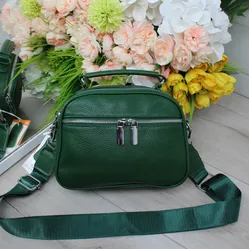 Зелена сумка крос-боді зі шкіри