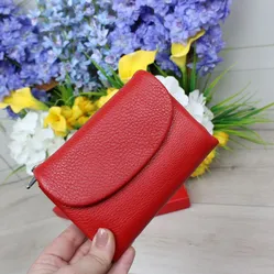 Червоний жіночий гаманець зі шкіри