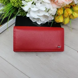 Червоний жіночий гаманець зі шкіри