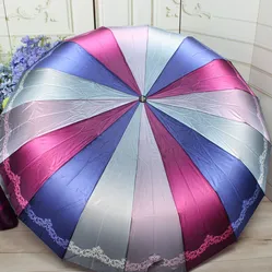 Парасоля автомат "Три Слони" райдужна — 16 спиць, антивітрова конструкція