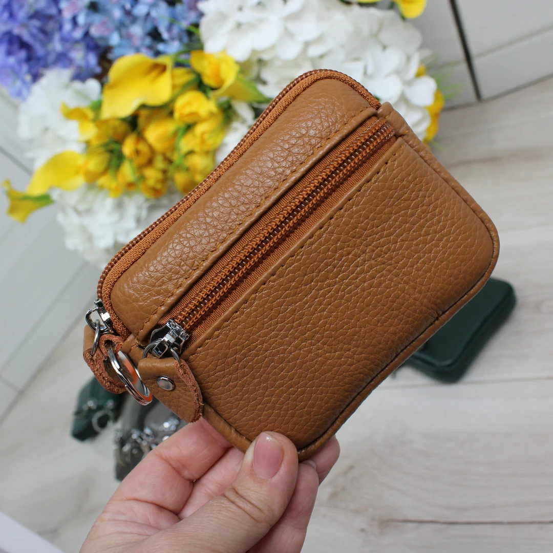 Надійний рудий гаманець з натуральної шкіри для довгої служби