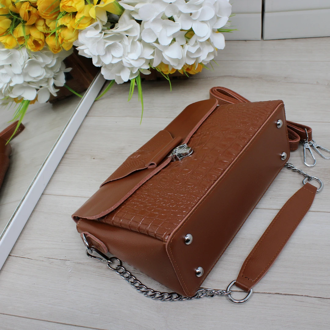 Функціональна сумка крос-боді коричнева з еко-шкіри для мам