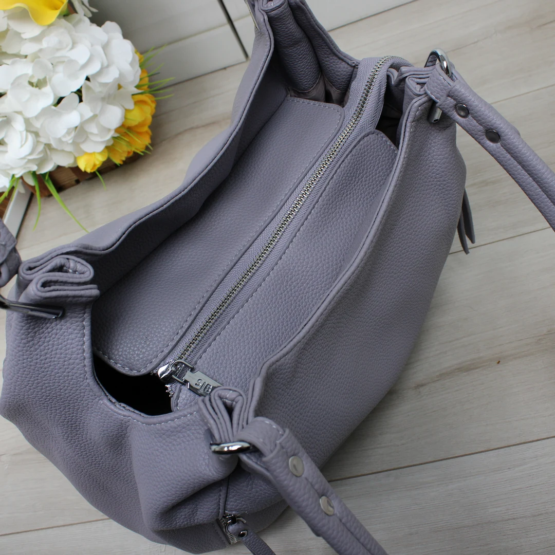 Жіноча сумка-мішок фіолетова з еко-шкіри для творчих пошуків