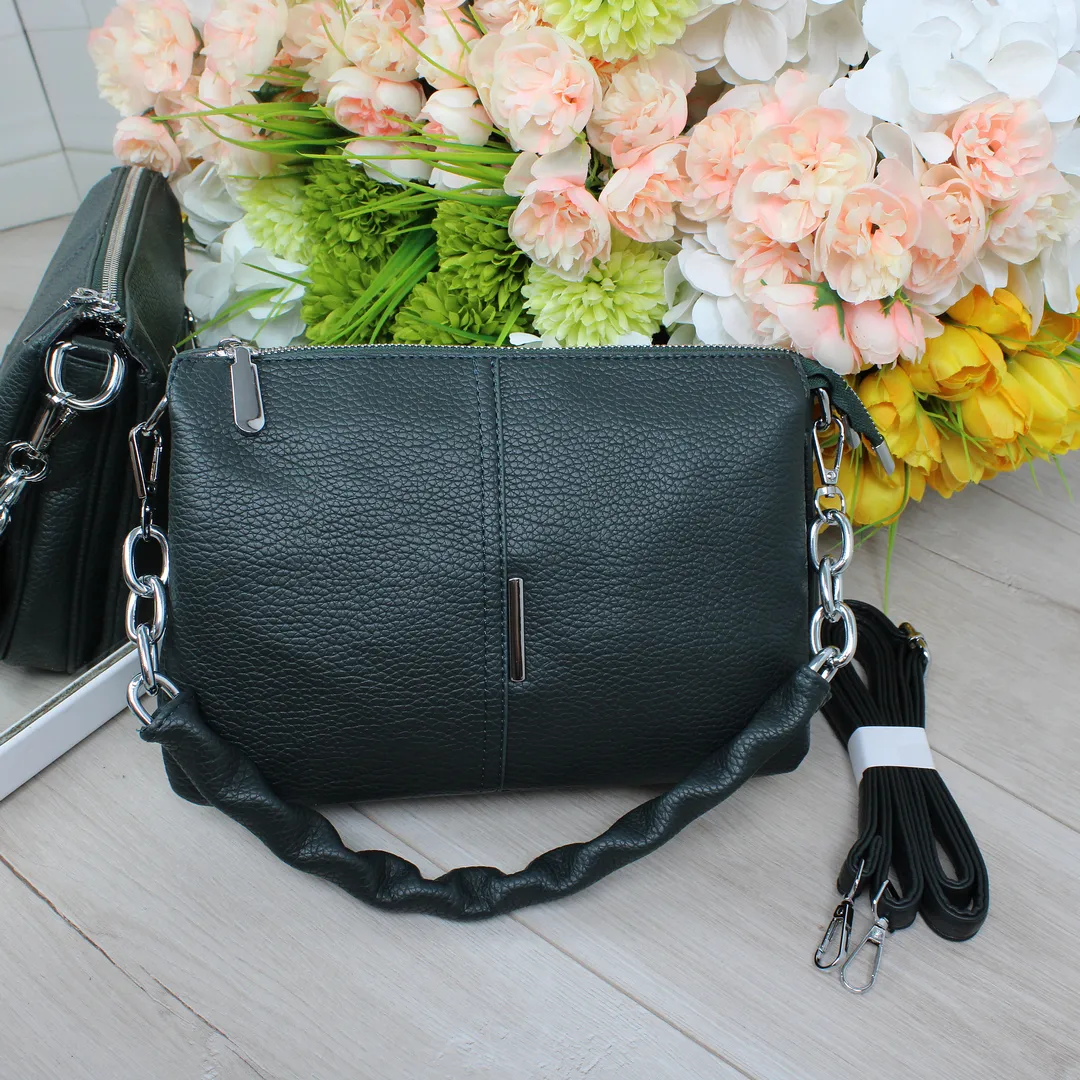 Універсальна крос-боді Зелена з еко-шкіри для літніх мандрівок