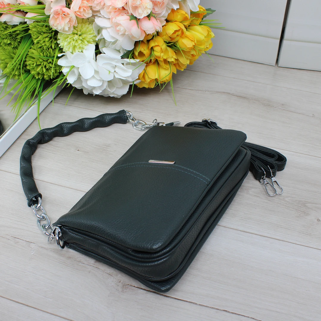 Універсальна крос-боді Зелена з еко-шкіри для літніх мандрівок