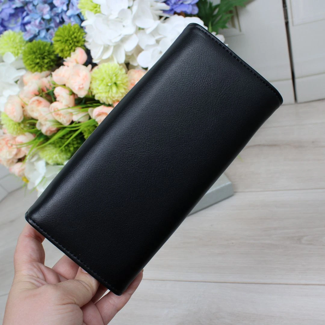 Елегантний жіночий гаманець чорного кольору з екошкіри