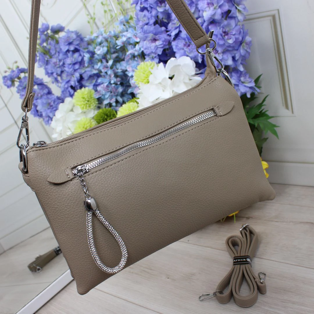 Жіноча сумка крос-боді мокко з екошкіри для мам