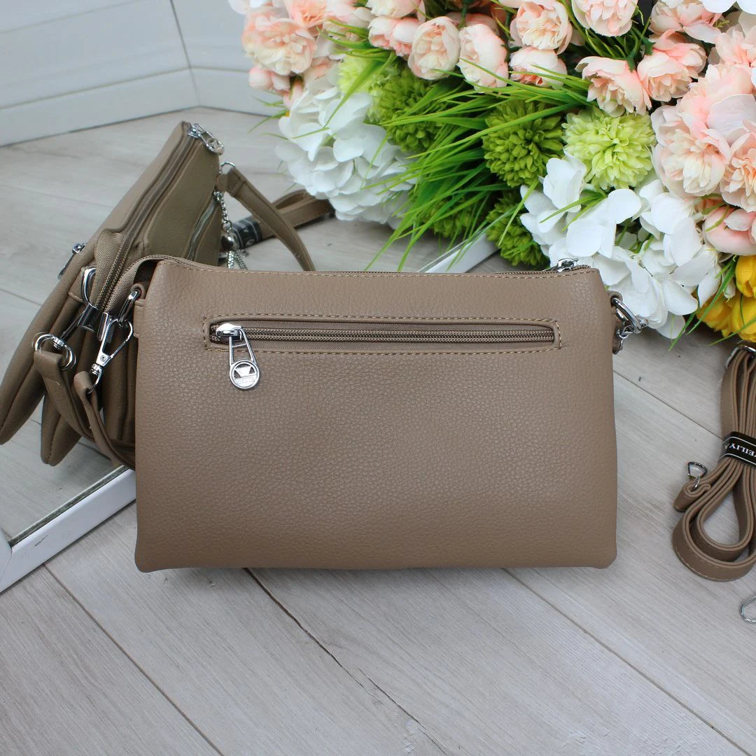 Жіноча сумка крос-боді мокко з екошкіри для мам