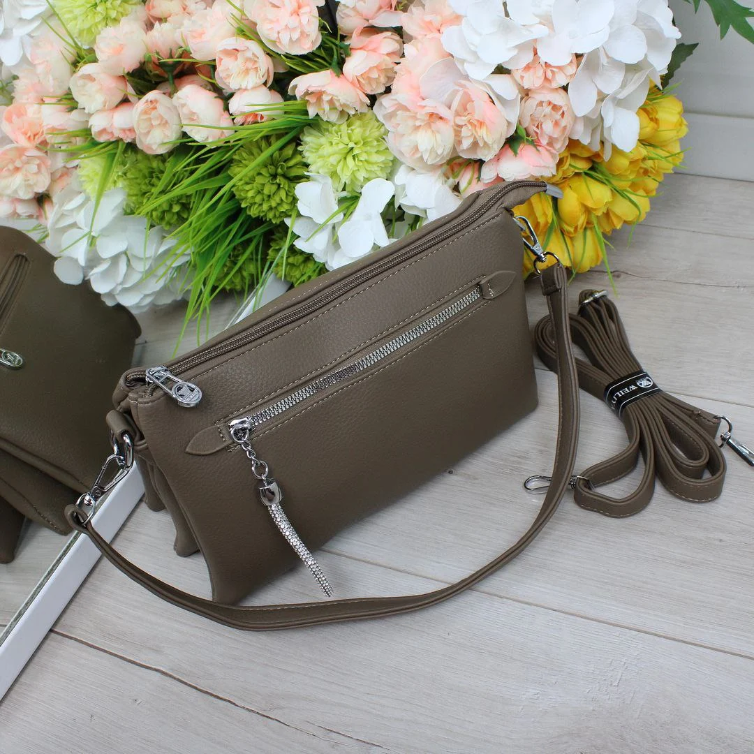 Жіноча сумка крос-боді капучіно для щоденних прогулянок