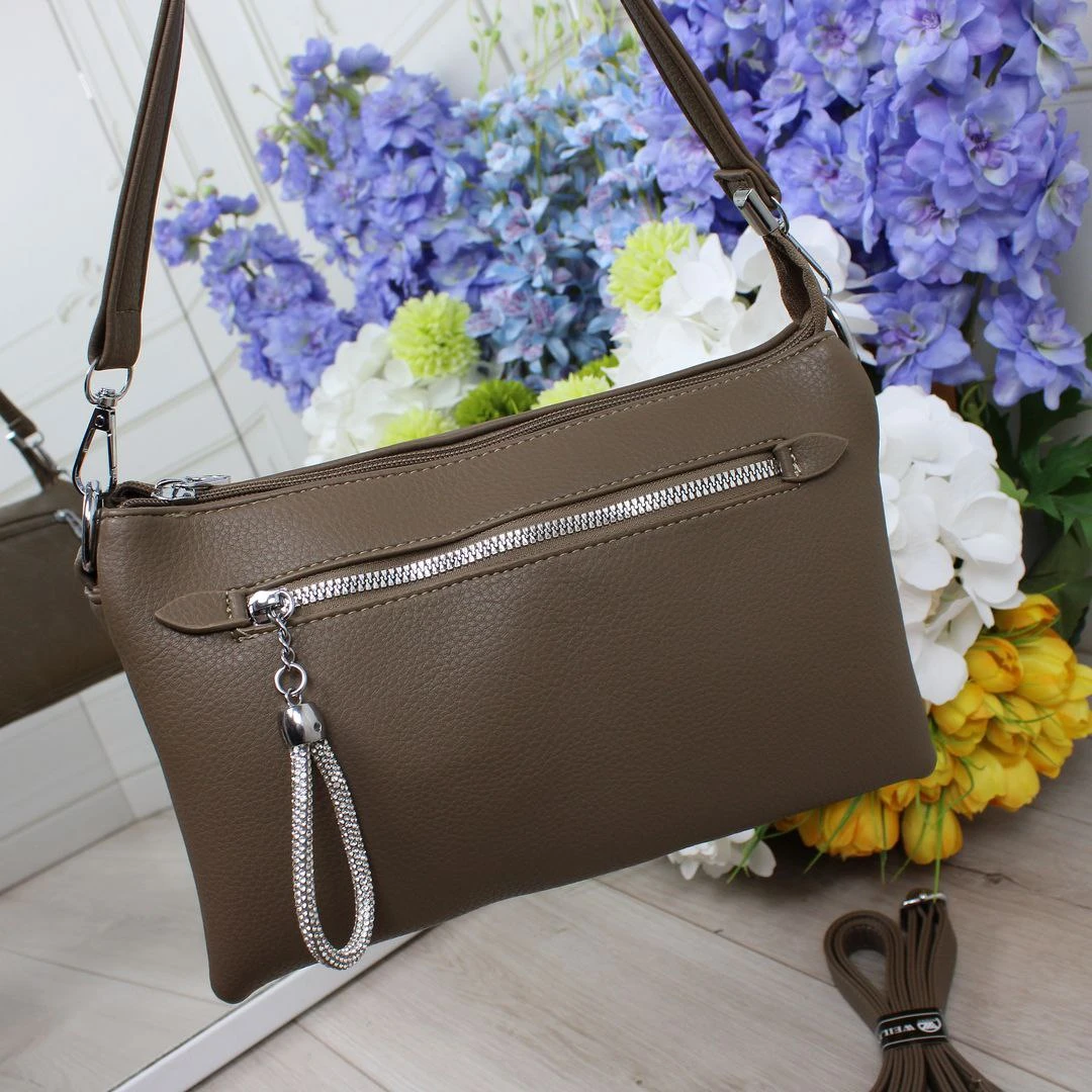 Жіноча сумка крос-боді капучіно для щоденних прогулянок