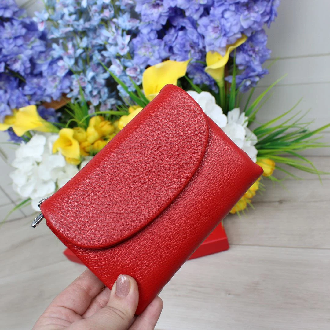 Червоний жіночий гаманець з натуральної шкіри