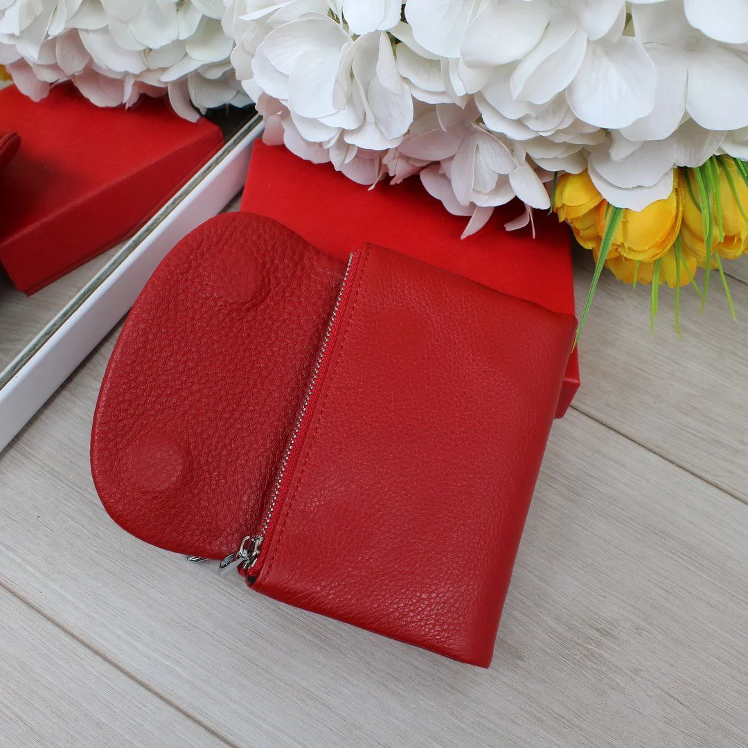 Червоний жіночий гаманець з натуральної шкіри