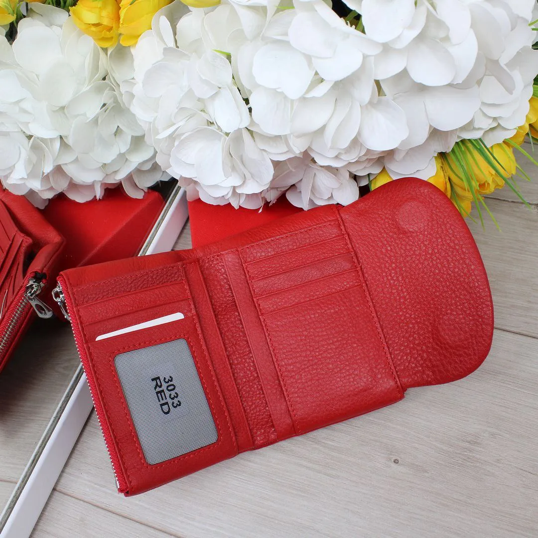 Червоний жіночий гаманець з натуральної шкіри