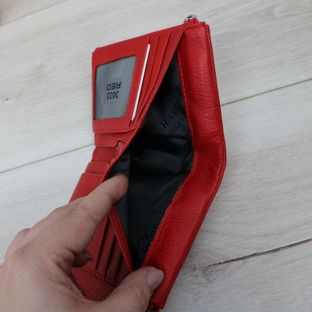 Червоний жіночий гаманець з натуральної шкіри