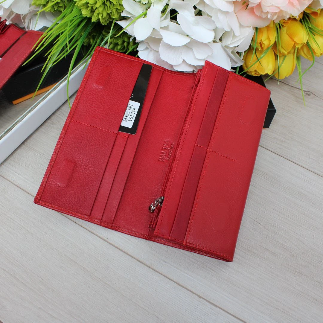 Червоний жіночий гаманець зі шкіри