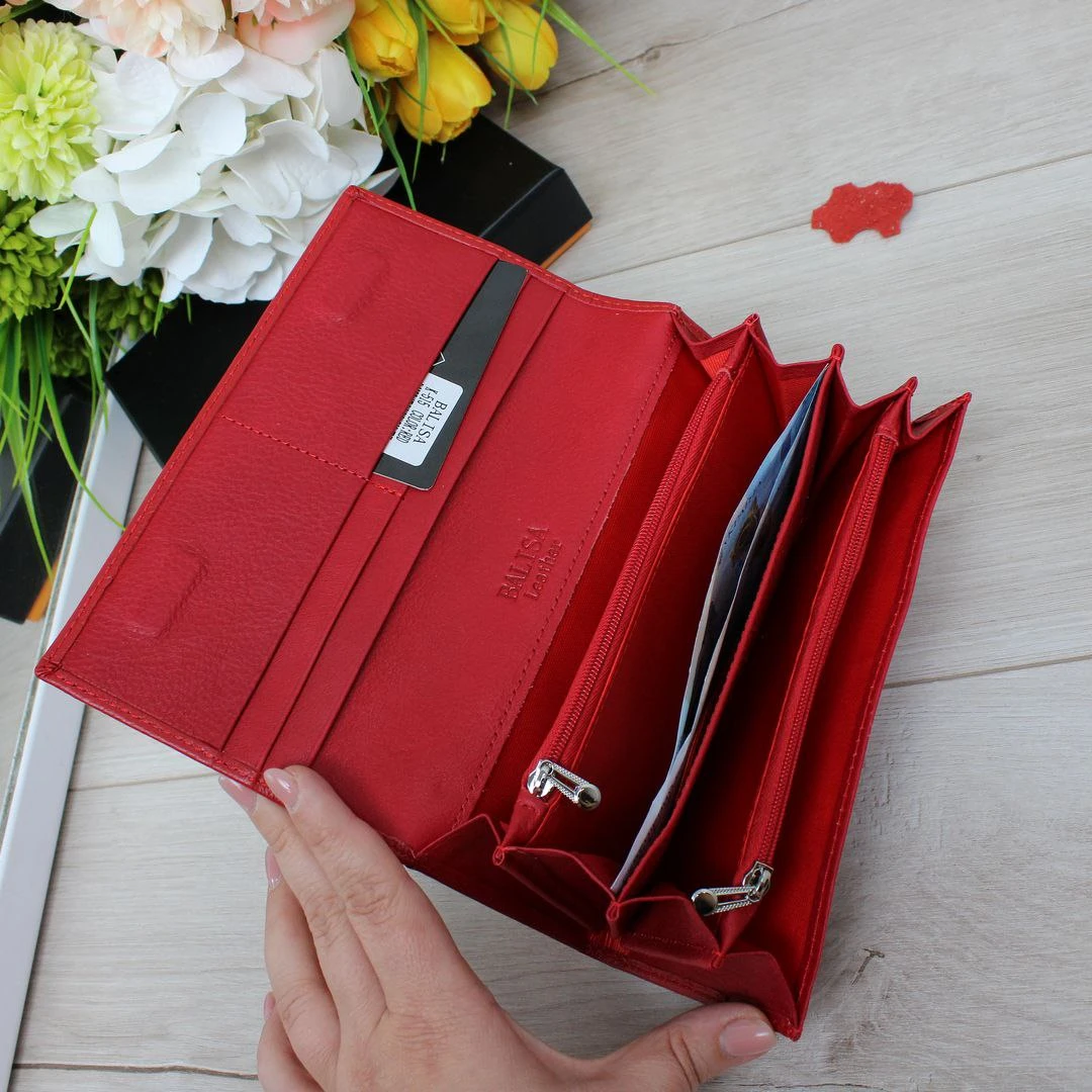 Червоний жіночий гаманець зі шкіри