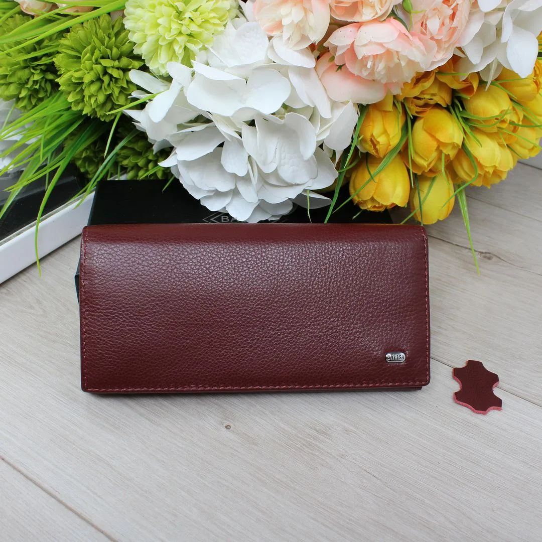 Бордовий жіночий гаманець з натуральної шкіри
