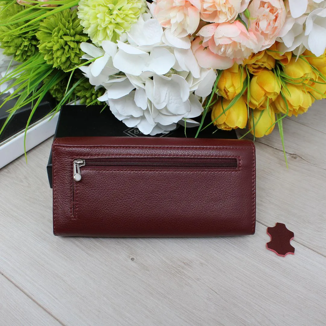 Бордовий жіночий гаманець з натуральної шкіри