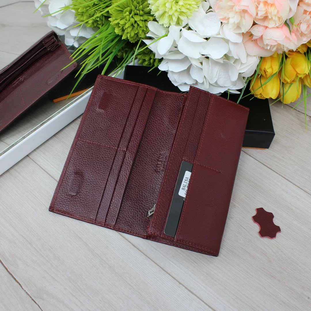 Бордовий жіночий гаманець з натуральної шкіри
