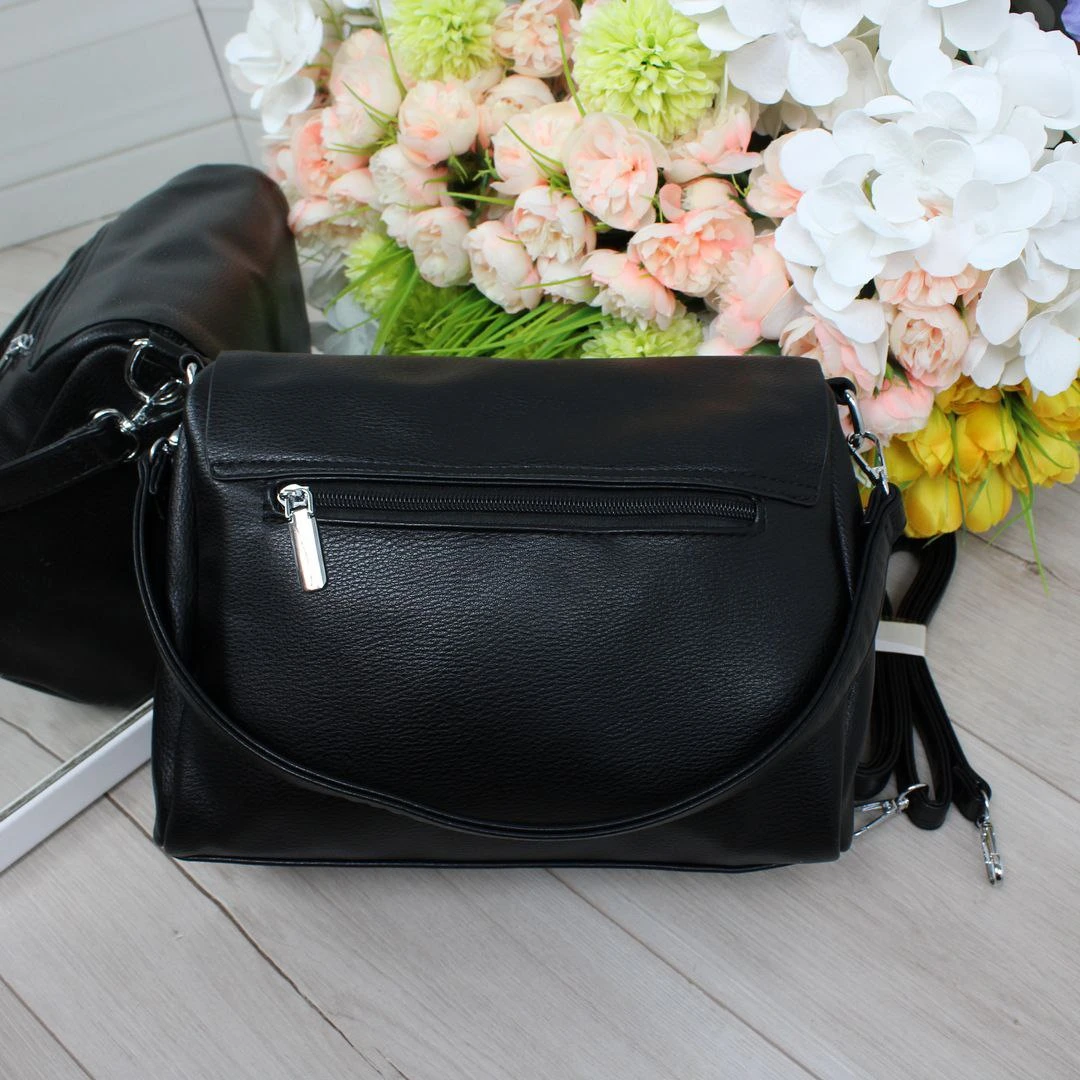 Жіноча сумка крос-боді для офісу з екошкіри чорна