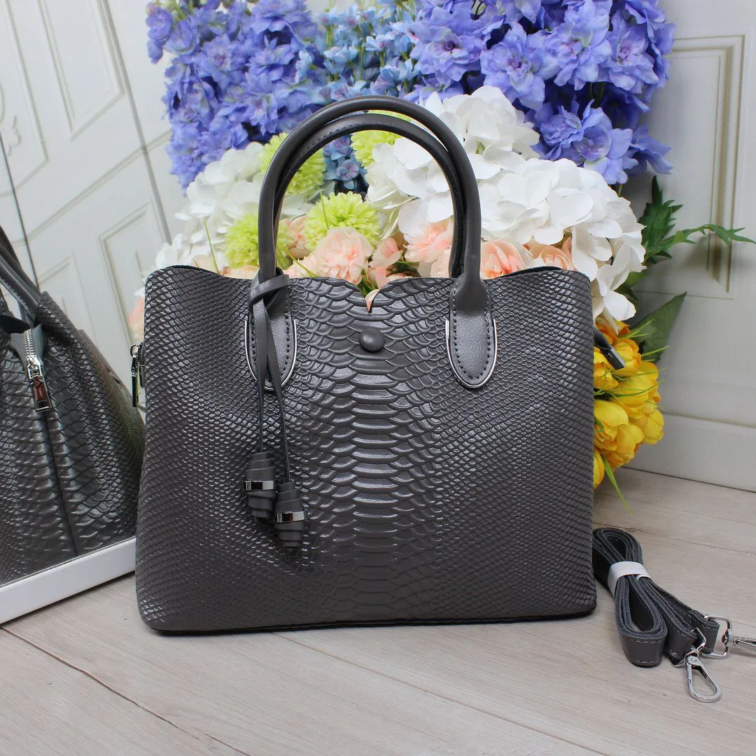 Сумка графіт через плече для офісного працівника з шкіри