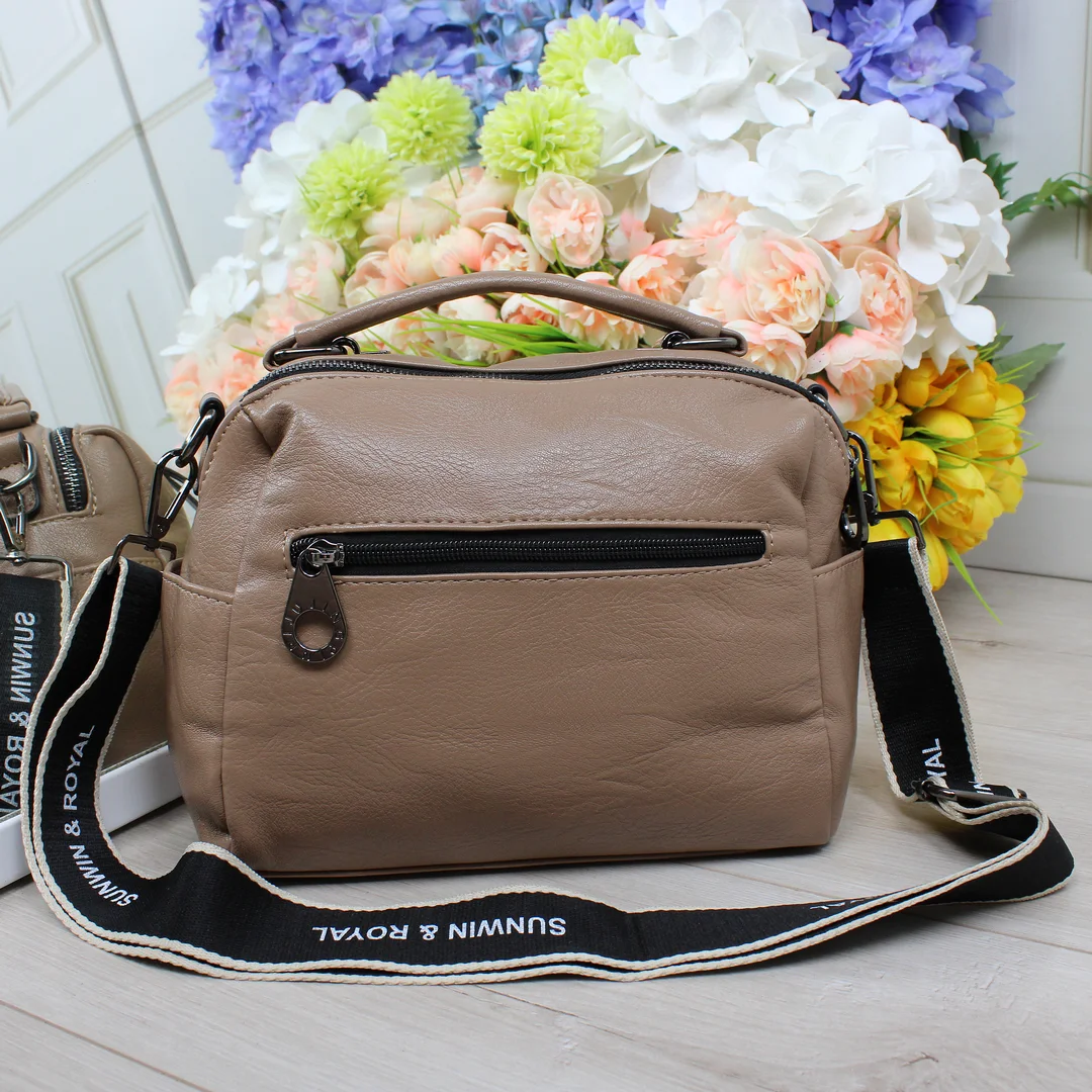 Сумка жіноча через плече мокко для щоденного носіння містка