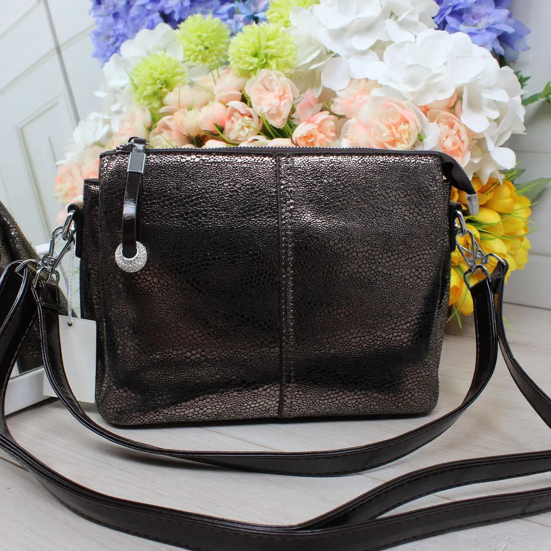 Сумка крос-боді для вчительки шоколадна з еко-шкіри