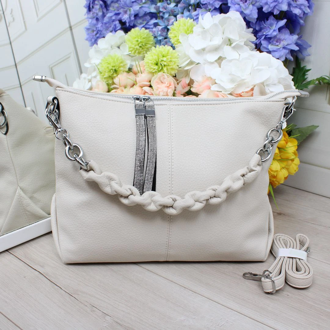 Жіноча сумка-мішок молочна містка для мами з дитиною