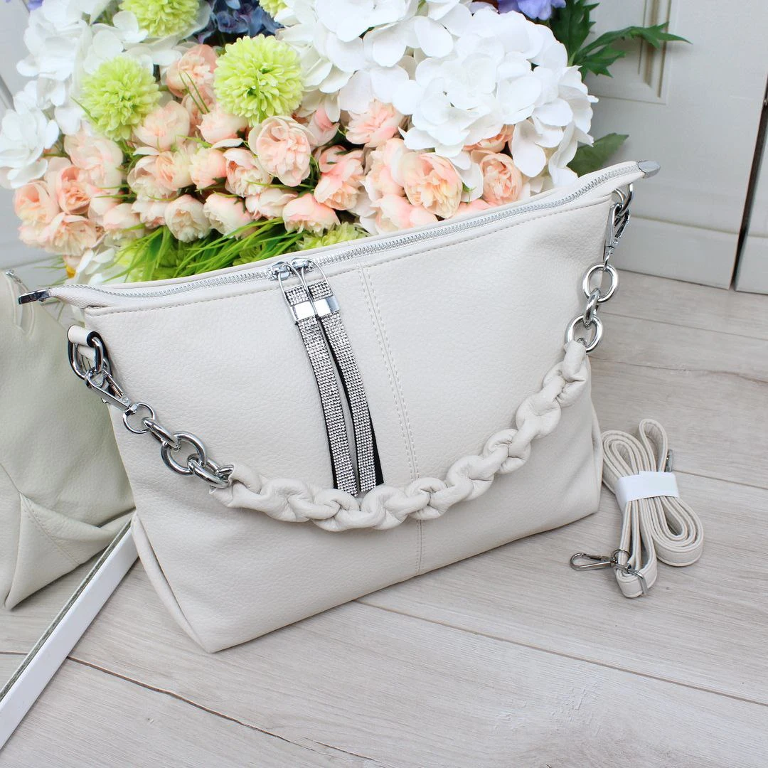 Жіноча сумка-мішок молочна містка для мами з дитиною