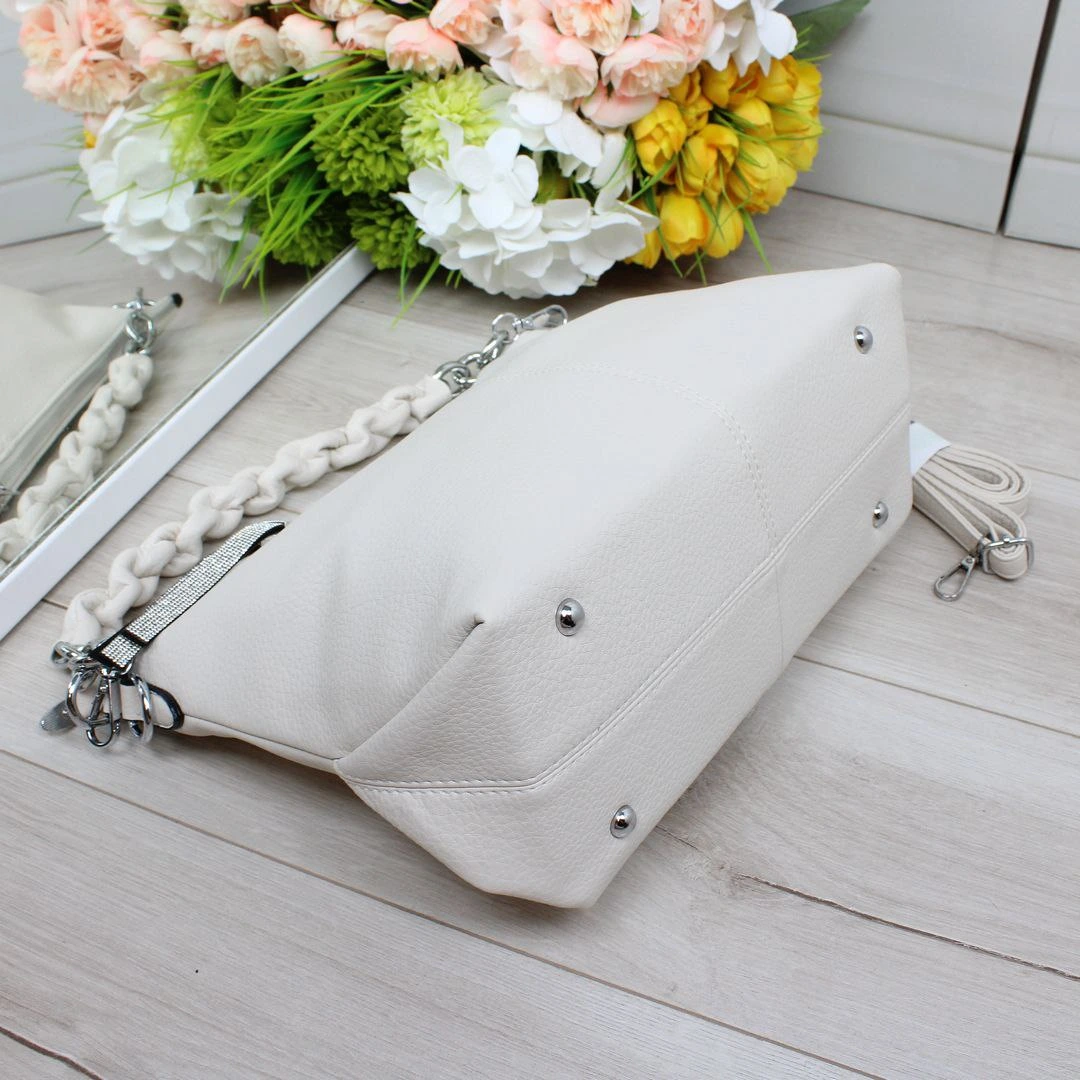 Жіноча сумка-мішок молочна містка для мами з дитиною