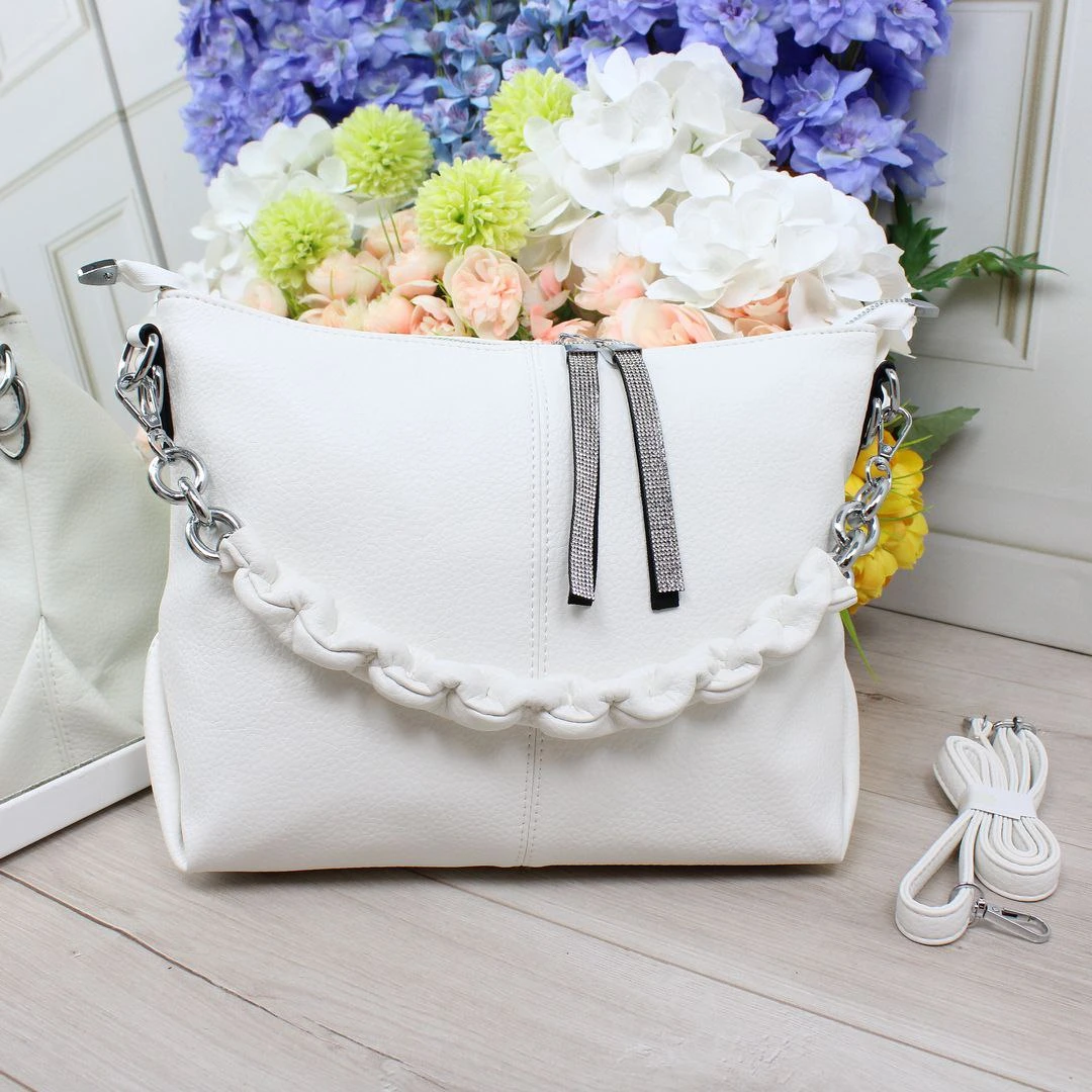 Біла сумка-мішок екологічна з еко-шкіри для міста