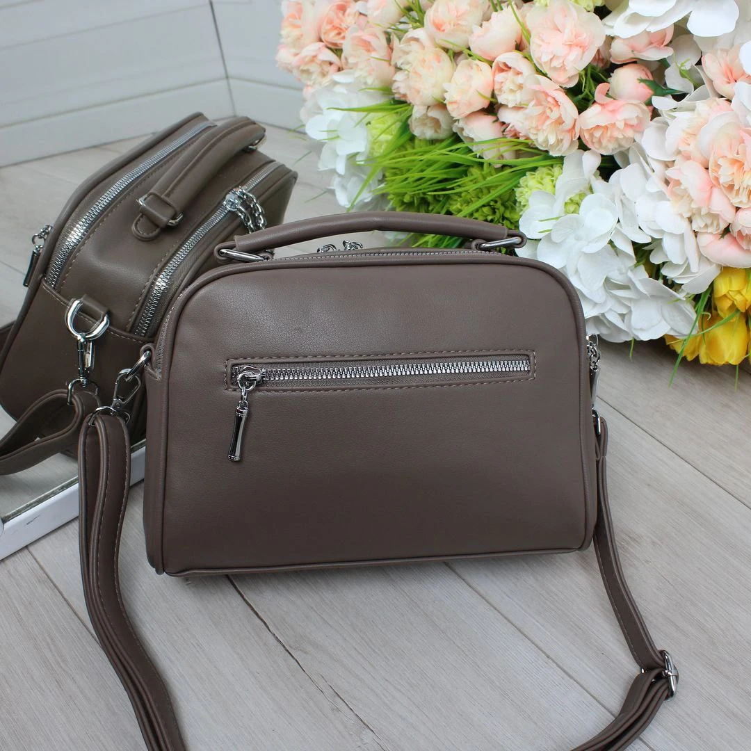 Сумка крос-боді кольору мокко для ділових заходів з еко-шкіри