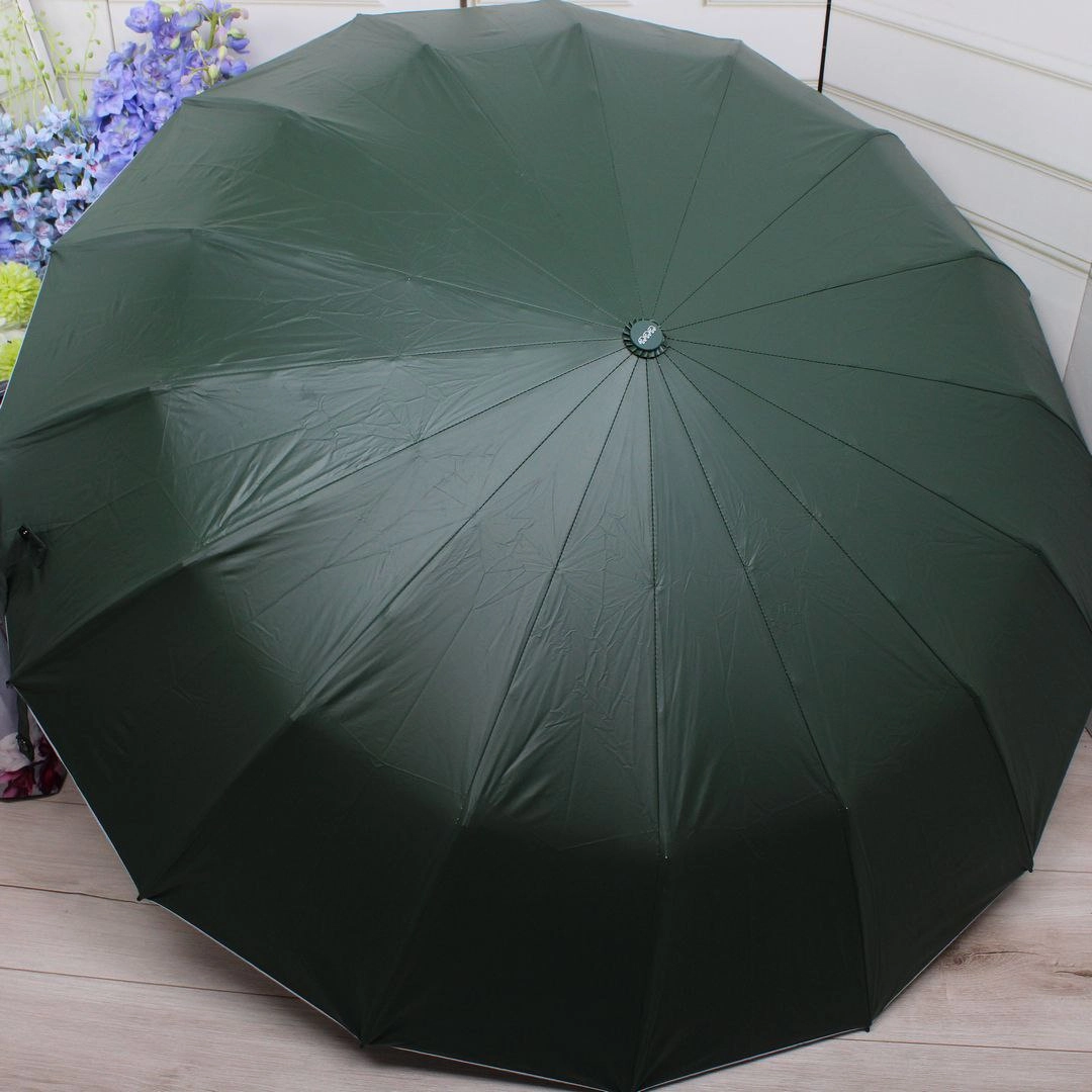 Зелена парасолька-автомат на 16 спиць | Для впевненості в місті