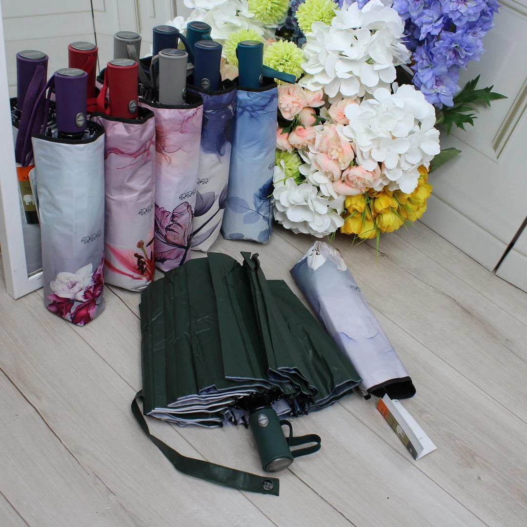 Зелена парасолька-автомат на 16 спиць | Для впевненості в місті