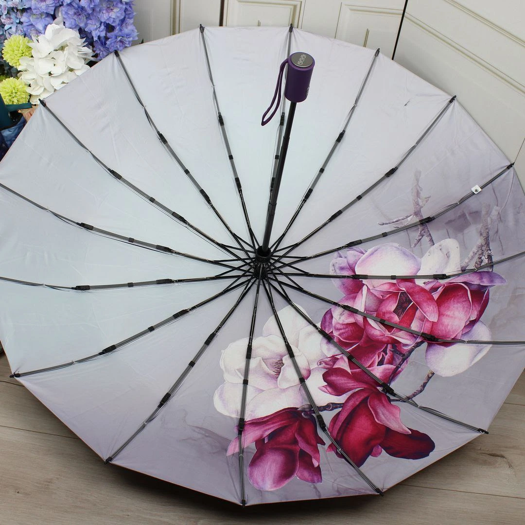 Фіолетова парасолька-автомат на 16 спиць | Міцна та вигідна