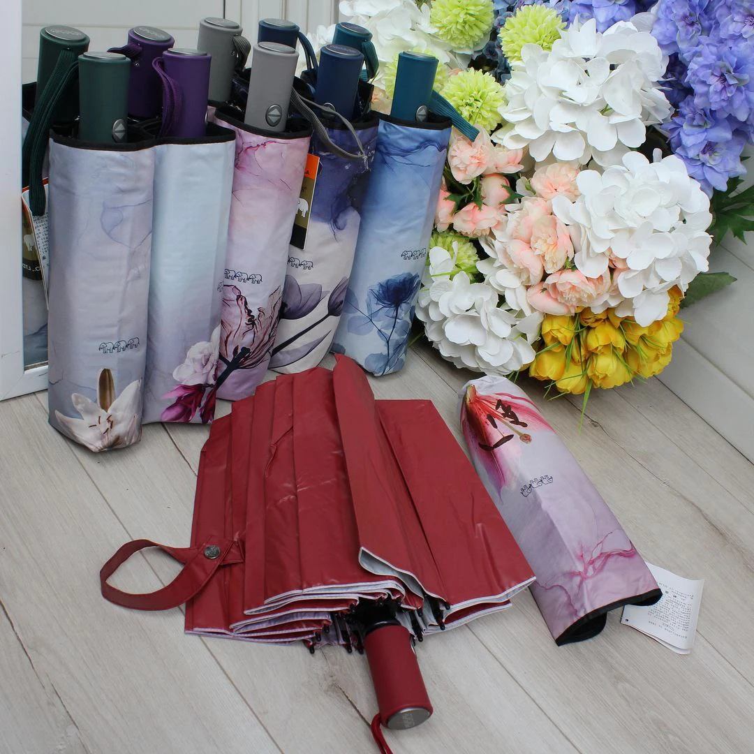 Бордова парасолька-автомат на 16 спиць | Елегантна для бізнес-леді