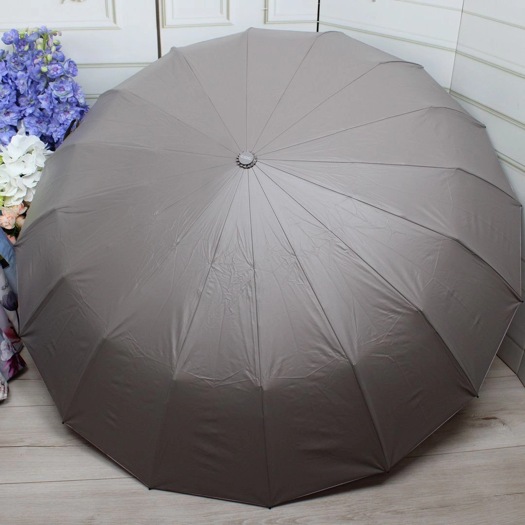 Сіра парасолька-автомат на 16 спиць | Стильна для навчання
